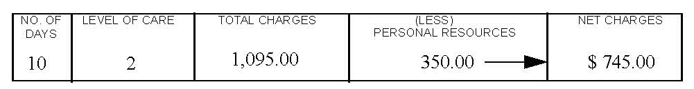 Image of paper claim example for submission of a Medicare coinsurance claim showing where each piece of information should go on the claim form.